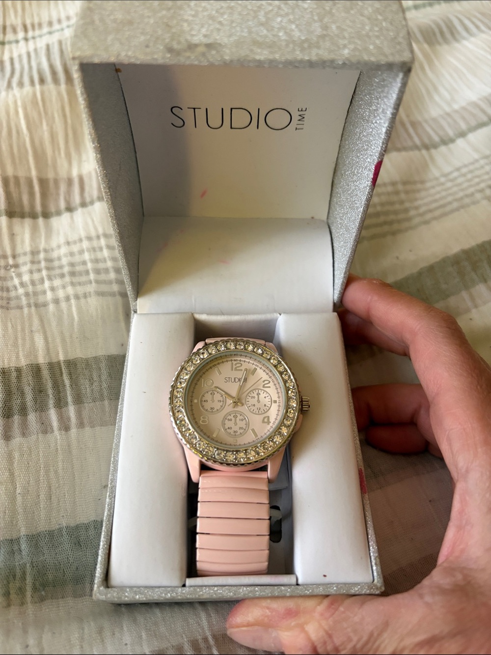 Studio Time Pink Crystal Bezel Women's Watch